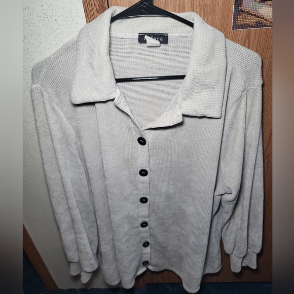 Cream Ribbed Cardigan - Picture 2 of 3